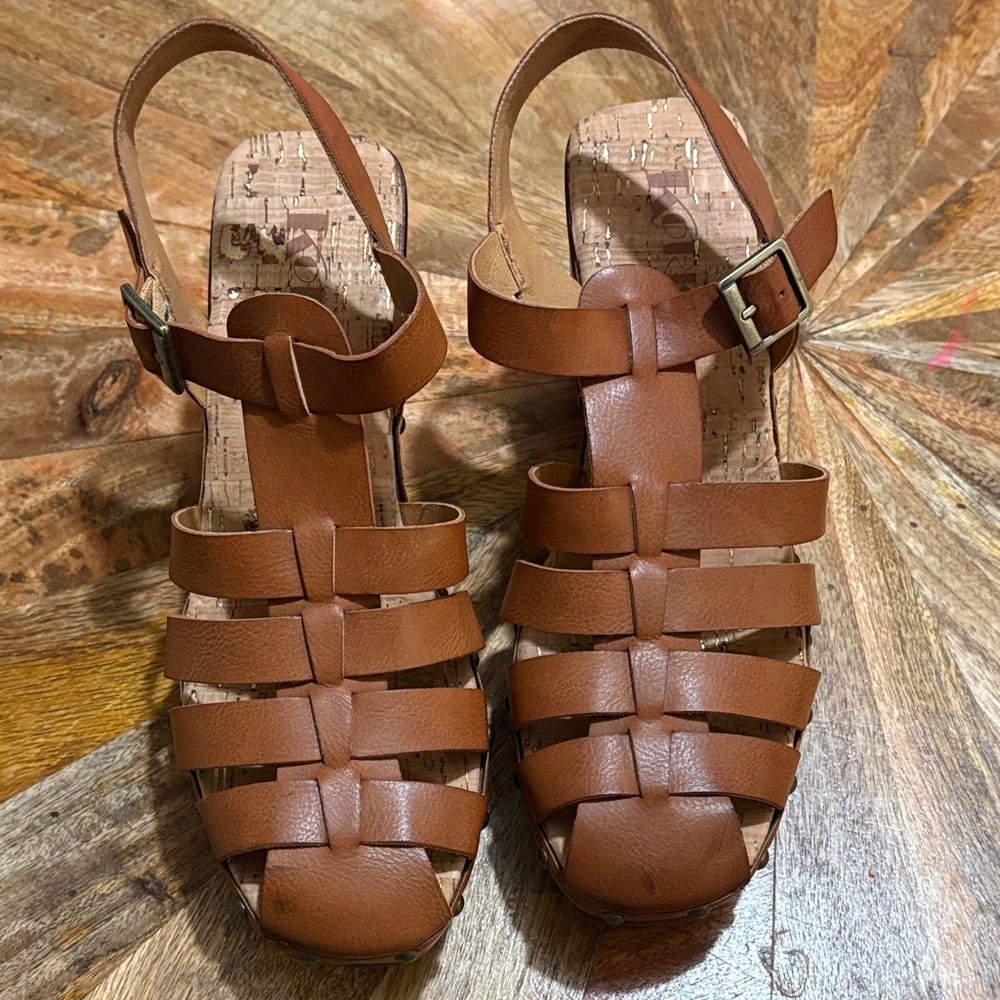 Kork-Ease Tan Leather Strappy Sandals